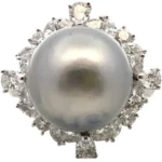 Pt･Pm900 パール・ダイヤモンド リング D1.91ct