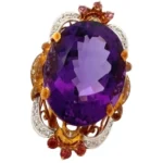 Pt900K18[Kﾒｲﾝ] アメシスト・多色石 リング 36.08 ct 0.26 ct