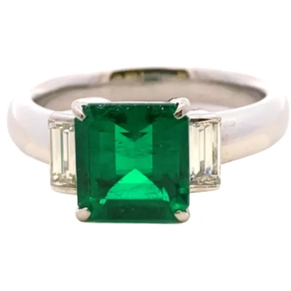 Pt･Pm900 コロンビア産エメラルド・ダイヤモンド リング 2.17・D0.51ct