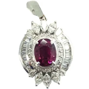 Pt･Pm900 ルビー・ダイヤモンド ネックレス/ペンダントトップ 3.4・D1.59ct