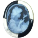 K18 カメオ・シェル・オニキス ブローチ