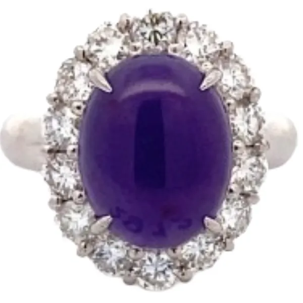 Pt･Pm900 ラベンダー翡翠・ダイヤモンド リング 5.46 ct D0.54 ct