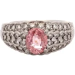 Pt･Pm900 パパラチアサファイア・ダイヤモンド リング 1.334・D0.66ct