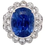 Pt･Pm900 スリランカ産ブルーサファイア・ダイヤモンド リングS15.78 ct D2.21