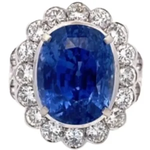 Pt･Pm900 スリランカ産ブルーサファイア・ダイヤモンド リングS15.78 ct D2.21