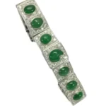 Pt･Pm900 翡翠みため・ダイヤモンド ブレスレット/バングル 12.55・D6.211 ct