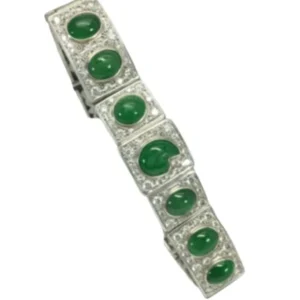 Pt･Pm900 翡翠みため・ダイヤモンド ブレスレット/バングル 12.55・D6.211 ct