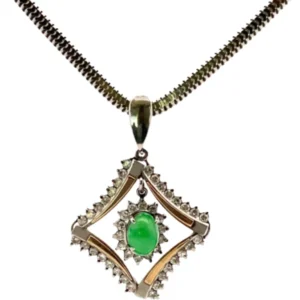 Pt850/Pt900/K18 翡翠・ダイヤモンド ネックレス/ペンダントトップ 0.64ct