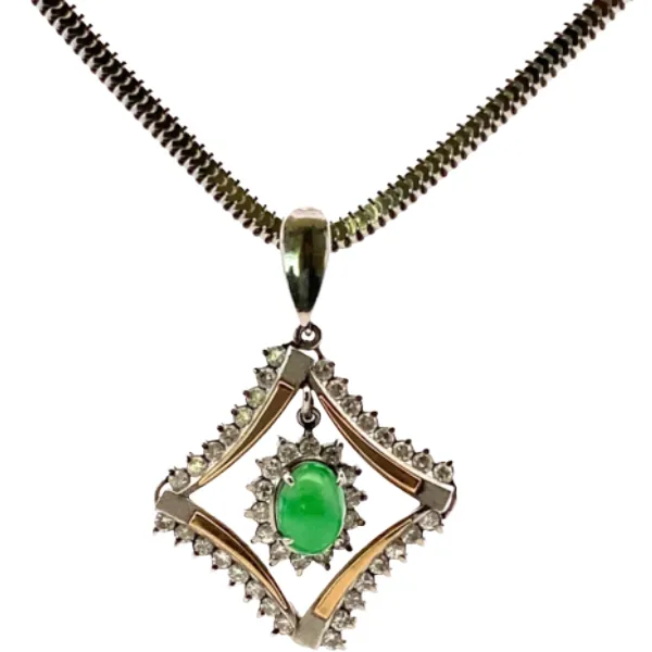 Pt850/Pt900/K18 翡翠・ダイヤモンド ネックレス/ペンダントトップ 0.64ct