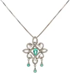 K18WG パライバトルマリン・ダイヤモンド ネックレス/ペンダントトップ 0.48・D0.43ct