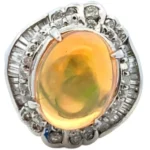 Pt･Pm900 ファイヤーオパール・ダイヤモンド リング 5.37・D0.88ct