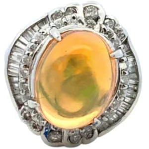 Pt･Pm900 ファイヤーオパール・ダイヤモンド リング 5.37・D0.88ct