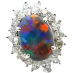 Pt･Pm900 ブラックオパール・ダイヤモンド リング 4.71・D2.37ct