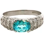 Pt･Pm900 モザンビーク産パライバトルマリン・ダイヤモンド リング 0.9・D0.8ct