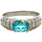 Pt･Pm900 モザンビーク産パライバトルマリン・ダイヤモンド リング 0.9・D0.8ct