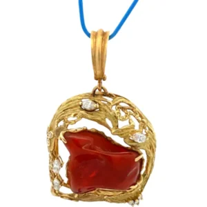 K18 ファイアオパール・透明石 ネックレス/ペンダントトップ 16.58・0.49ct