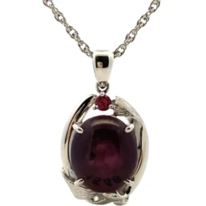 Pt850/Pt900 スターサファイア・ガーネット ネックレス/ペンダントトップ 8.97・0.13ct