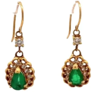 K18 エメラルド・ダイヤモンド ピアス