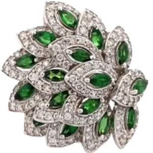 K18WG グリーンガーネット・ダイヤモンド リング 1.18・D0.98 ct