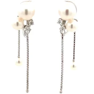 タサキ K18 パール・ダイヤモンド ピアス/イヤリング 0.05・0.05ct