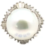 Pt･Pm900 パール・ダイヤモンド リング D0.818ct