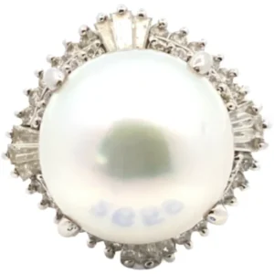 Pt･Pm900 パール・ダイヤモンド リング D0.818ct