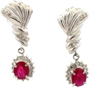 Pt･Pm900 ルビー・ダイヤモンド ピアス/イヤリング 0.74・0.11・0.72・0.11ct