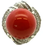 Pt･Pm900 サンゴ・ダイヤモンド リング 1.2ct