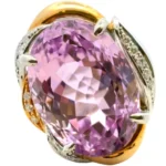 Pt900/K18[Ptﾒｲﾝ] クンツァイト・ダイヤモンド リング 34.73・0.21ct