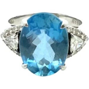 Pt･Pm900 アクアマリン・ダイヤモンド リング 4.68・D0.418ct