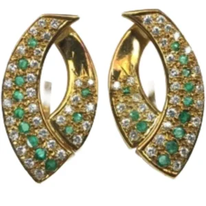 K18 エメラルド・ダイヤモンド ピアスイヤリング