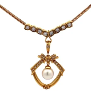 K18 パール・ダイヤモンド ネックレス D0.19 ct