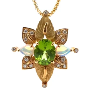 K18 ペリドット・多色石 ネックレス/ペンダントトップ 3.36・O0.58・D0.27ct