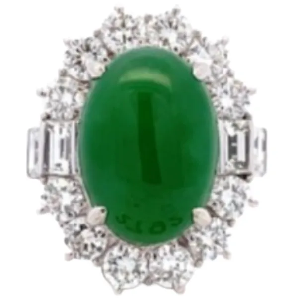 Pt･Pm900 翡翠・ダイヤモンド リング 8.22 ct 2.21 ct