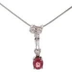 Pt850Pt900 パパラチアサファイア・ダイヤモンド ペンダントトップ 1.062 ct D0.45 ct