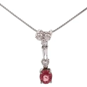 Pt850Pt900 パパラチアサファイア・ダイヤモンド ペンダントトップ 1.062 ct D0.45 ct