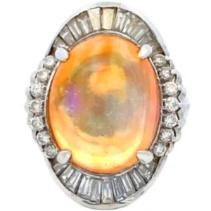 Pt･Pm900 ファイヤーオパール・ダイヤモンド リング