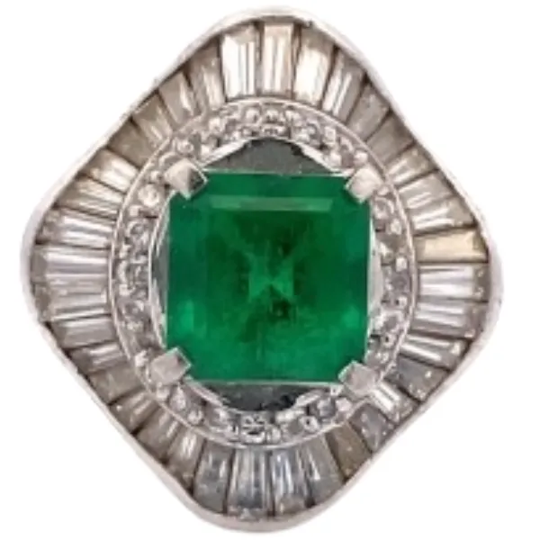 Pt･Pm900 コロンビア産エメラルド・ダイヤモンド リング 2.04 ct 1.66 ct