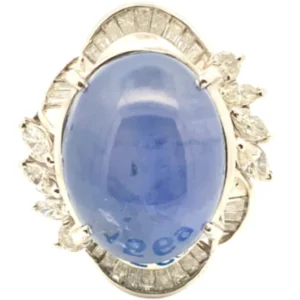 Pt･Pm900 スターサファイア・ダイヤモンド リング 15.58・0.8ct