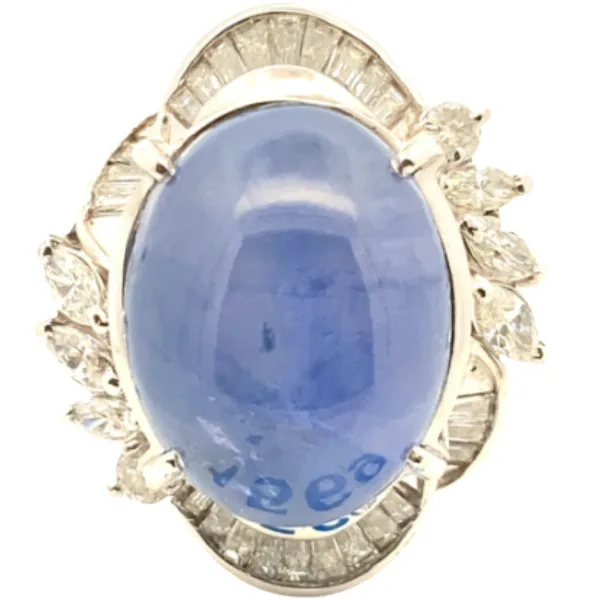 Pt･Pm900 スターサファイア・ダイヤモンド リング 15.58・0.8ct