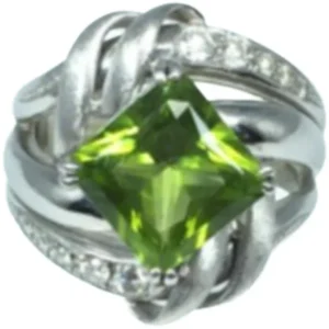 Pt･Pm900 ペリドット・ダイヤモンド リング 5.37 ct 0.37 ct