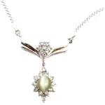 Pt･Pm850 クリソベリルキャッツアイ・ダイヤモンド ネックレス/ペンダントトップ 1.6・D0.54ct