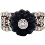 Pt･Pm900 オニキス・ダイヤモンド リング 0.74 ct