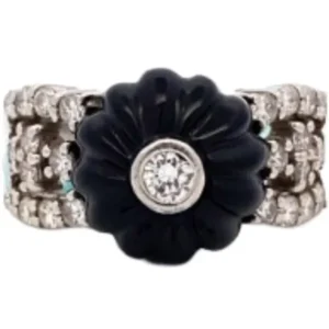 Pt･Pm900 オニキス・ダイヤモンド リング 0.74 ct