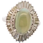 Pt･Pm900 クリソベリルキャッツアイ・ダイヤモンド リング 9.401・D1.31ct