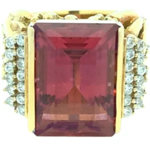 K18 ピンクトルマリン・ダイヤモンド リング