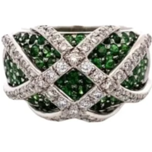 K18WG グリーンガーネット・ダイヤモンド リング 2.20・D0.57 ct