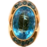 K18 ブルートパーズ・ダイヤモンド リング 0.921・31.593ct