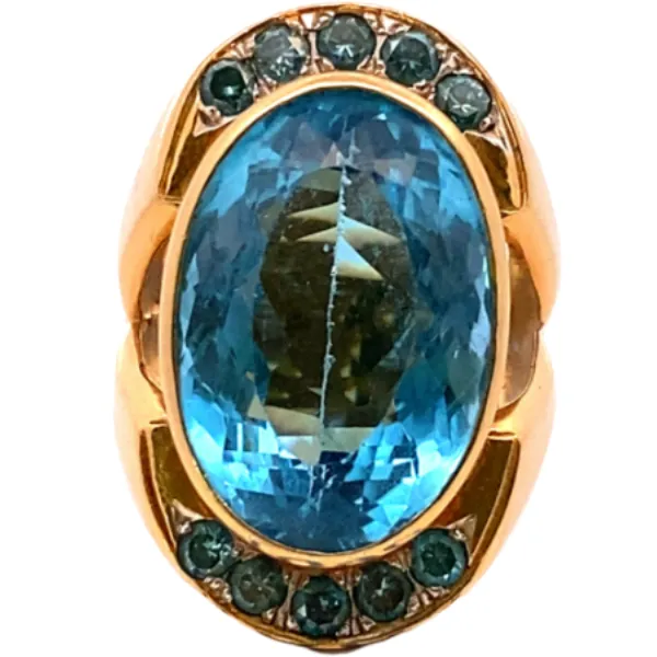 K18 ブルートパーズ・ダイヤモンド リング 0.921・31.593ct