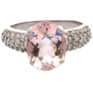 K18WG モルガナイト・ダイヤモンド リング 2 ct 0.3 ct